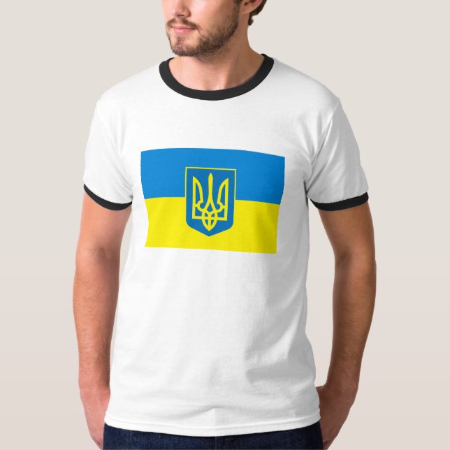 T-shirt da bandeira de Ucrânia (Frente)