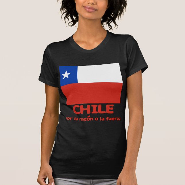 T-shirt da bandeira do Chile com divisa chilena (Frente)