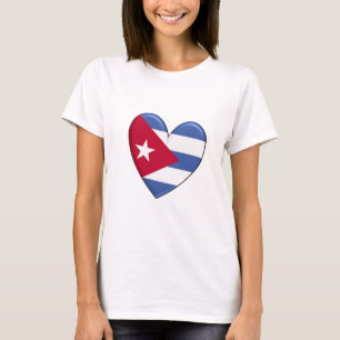 T-shirt da bandeira do coração de Cuba