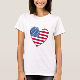 T-shirt da bandeira do coração dos Estados Unido