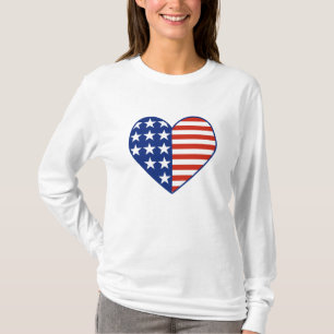 T-shirt da bandeira do coração dos EUA