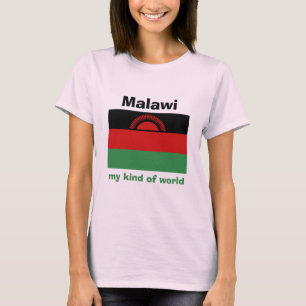 T-Shirt da Bandeira e Mapa do Malawi com Texto