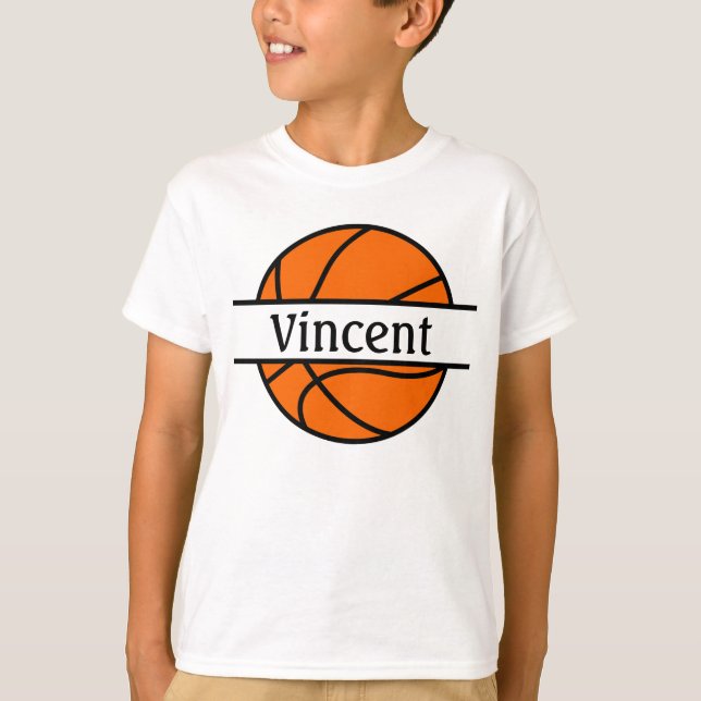 T-shirt da Bola de Cesto de Nome Personalizado (Frente)