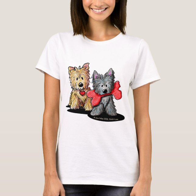 T-shirt da boneca do duo de Terrier de monte de (Frente)