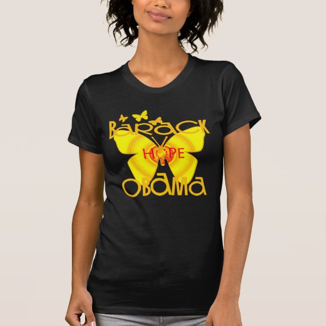T-shirt da borboleta de Obama do apoio (Frente)