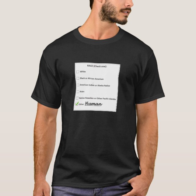 T-shirt da CAIXA de VERIFICAÇÃO da RAÇA HUMANA (Frente)