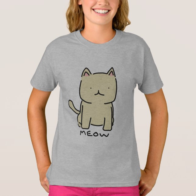T-shirt da campainha da menina do Meow (Frente)