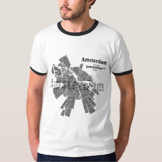 T-shirt da campainha do mapa de Amsterdão
