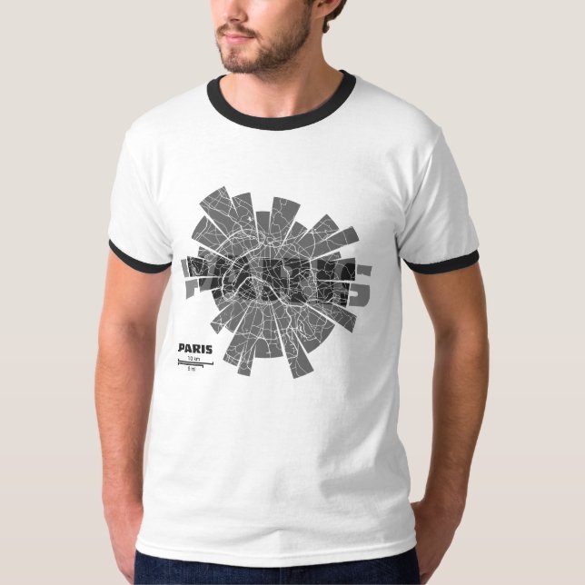 T-shirt da campainha do mapa de Paris (Frente)