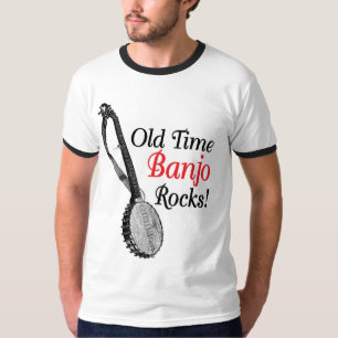 T-shirt da campainha dos homens idosos do banjo do