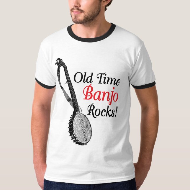 T-shirt da campainha dos homens idosos do banjo do (Frente)