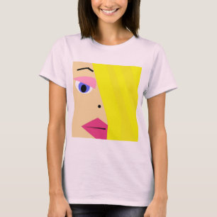 T-shirt da cara do abstrato da menina dos desenhos