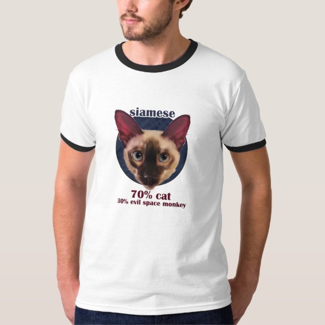T-shirt da cara do gato Siamese (Frente)