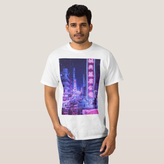 T-shirt da cidade da noite de Vaporwave (Frente Completa)