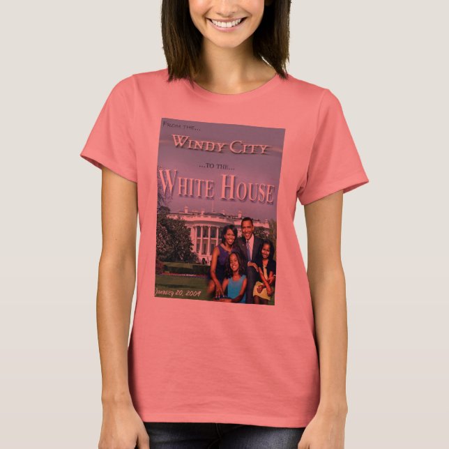 T-shirt Da cidade de Windy à casa branca (senhoras) (Frente)