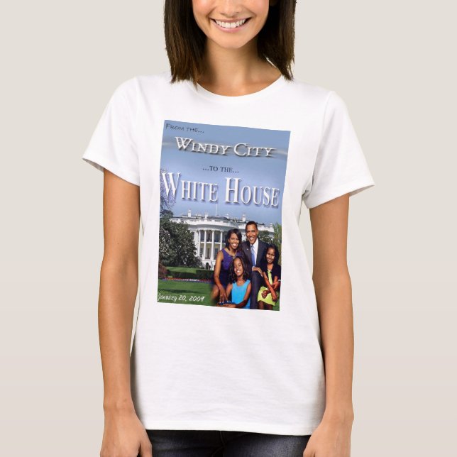 T-shirt Da cidade de Windy à casa branca (senhoras) (Frente)
