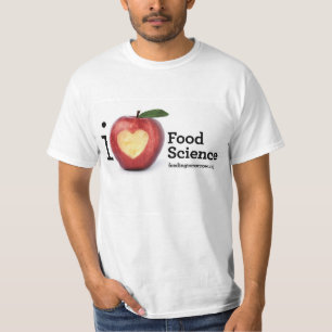 T-shirt da ciência alimentar do coração dos hom