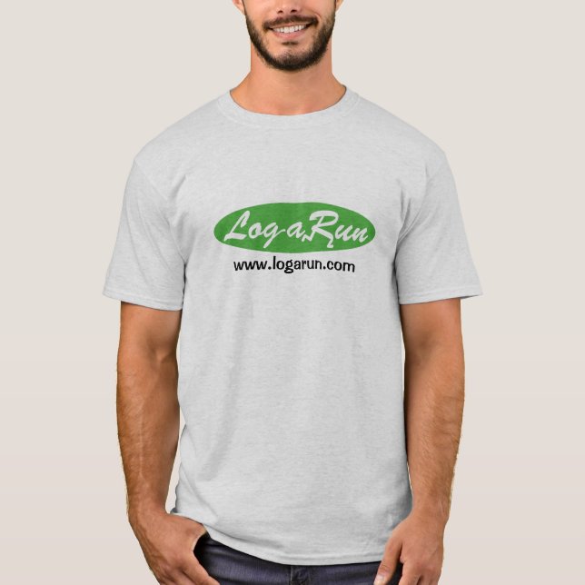 T-shirt da cinza do logotipo de Logarun (Frente)
