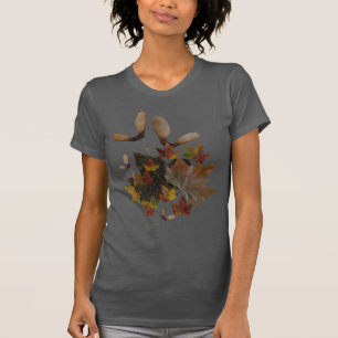 T-shirt da colagem das folhas de bordo do sicômor