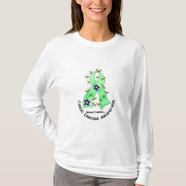 T-shirt da CONSCIÊNCIA da DOENÇA CELÍACA da fita (Frente)