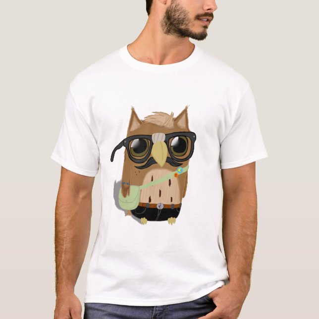 T-shirt da coruja do hipster (Frente)