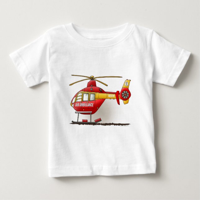 T-shirt da criança da ambulância do helicóptero (Frente)
