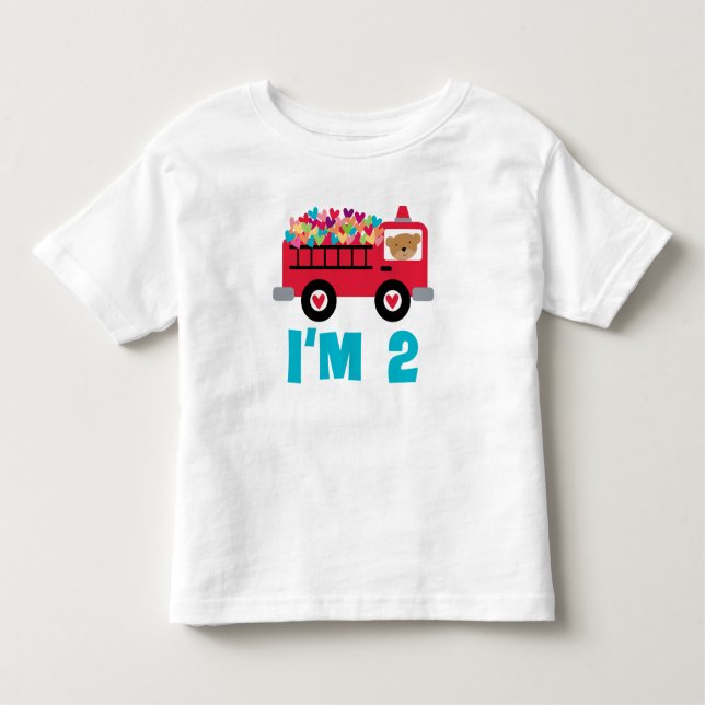 T-shirt da criança do bombeiro do Firetruck do (Frente)