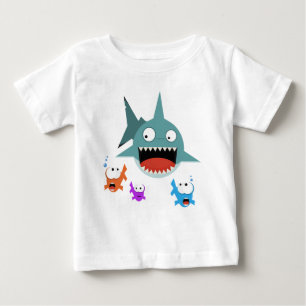 T-shirt da criança do divertimento do tubarão