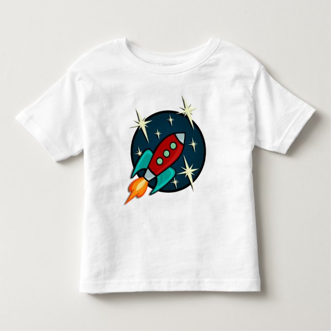 T-SHIRT DA CRIANÇA DO NAVIO DE ROCKET RETRO (Frente)