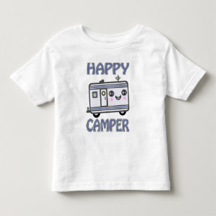 T-shirt da criança do reboque de campista feliz