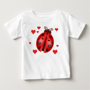 T-shirt da criança dos corações do joaninha