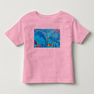 t-shirt da criança dos golfinhos da natação