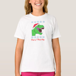 T-shirt Da "dinossauro festivo do Natal do Rex-Mas feliz