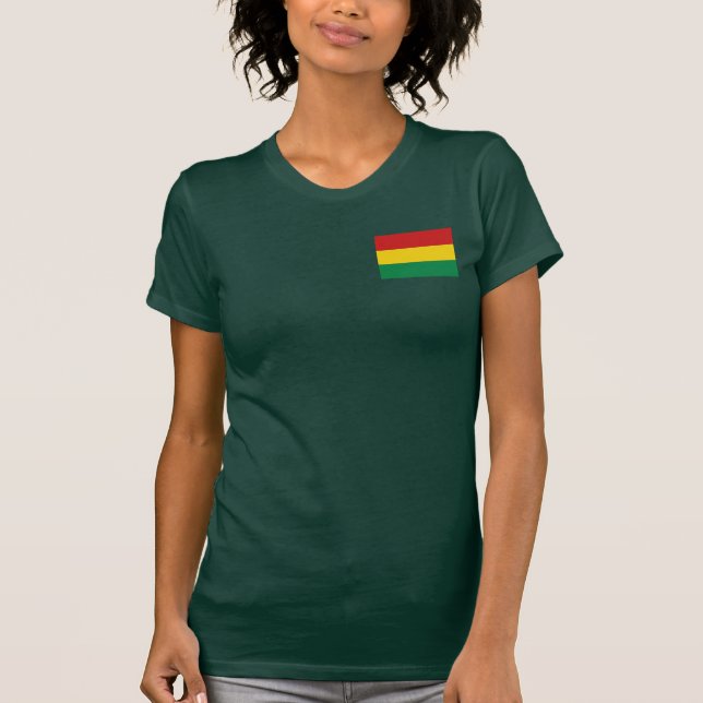 T-shirt da DK da bandeira e do mapa de Bolívia (Frente)