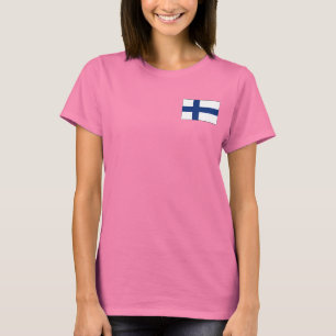 T-shirt da DK da bandeira e do mapa de Finlandia