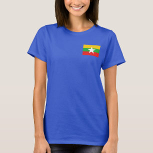 T-shirt da DK da bandeira e do mapa de Myanmar