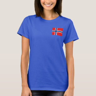 T-shirt da DK da bandeira e do mapa de Noruega
