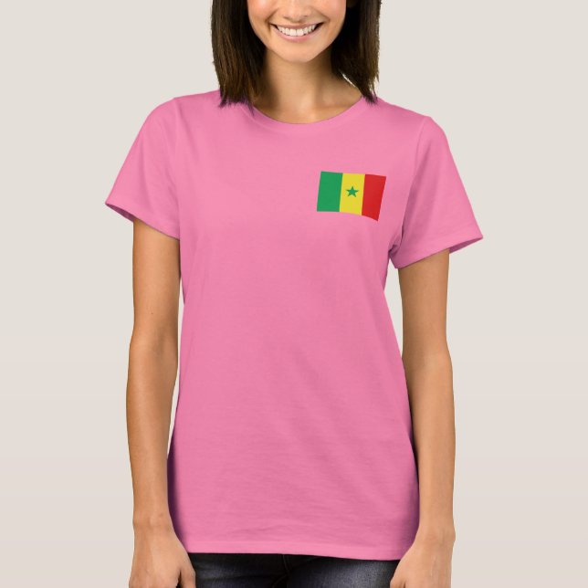 T-shirt da DK da bandeira e do mapa de Senegal (Frente)
