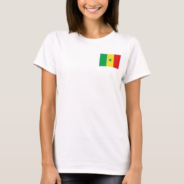 T-shirt da DK da bandeira e do mapa de Senegal (Frente)