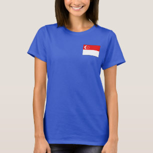 T-shirt da DK da bandeira e do mapa de Singapore
