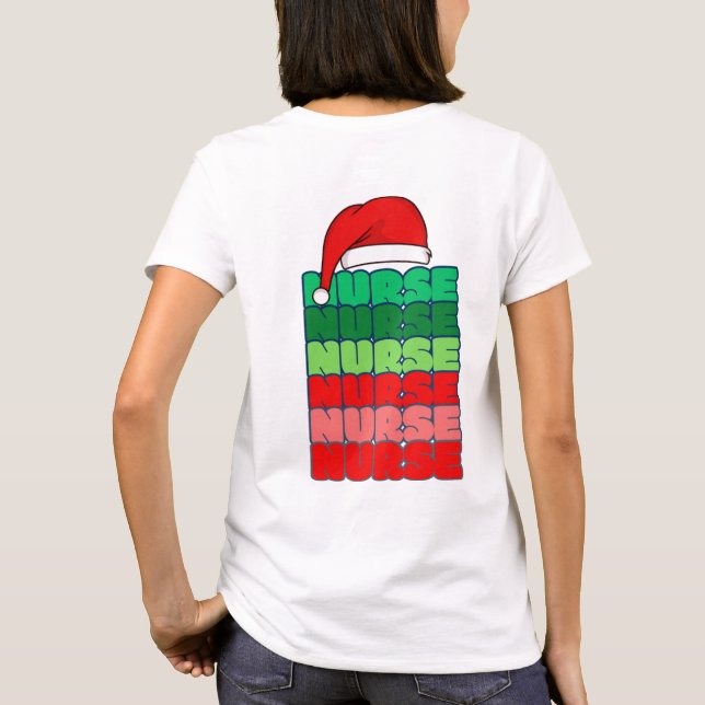 t-shirt da enfermeira Santa Hat (Verso)