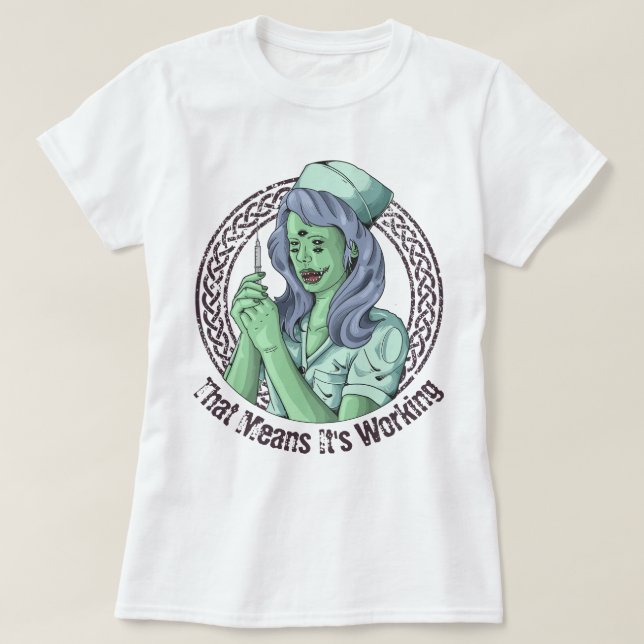 T-Shirt da enfermeira Zombie (Frente do Design)