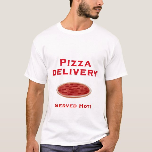 T-shirt da entrega da pizza para homens (Frente)