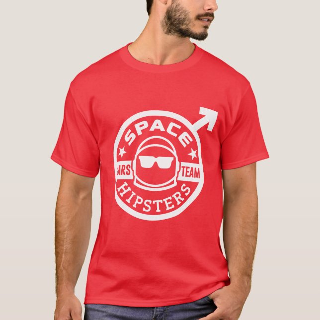 T-shirt da equipe de Hipsters® Marte do espaço de (Frente)