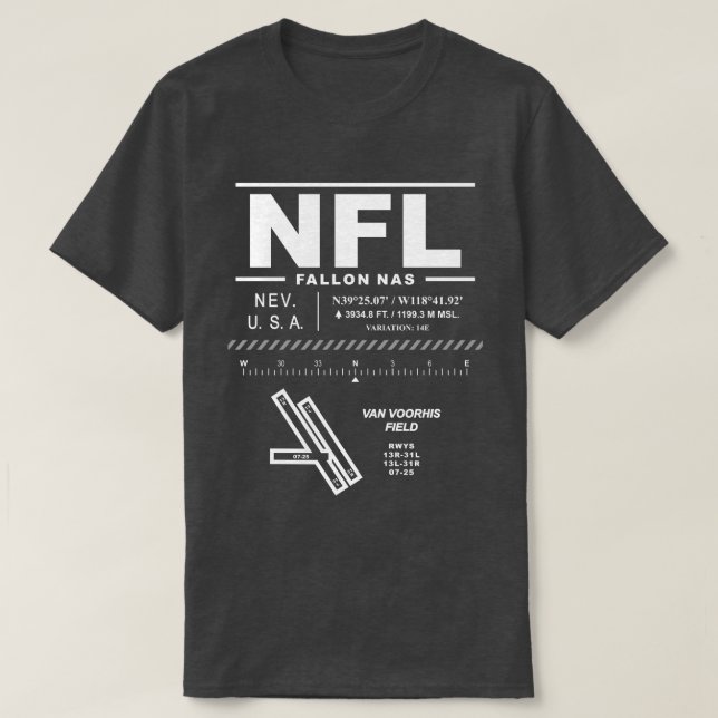 T-Shirt da Estação Naval da NFL da Fallon NAS (Frente do Design)