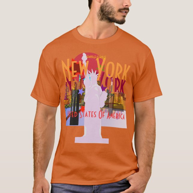 T-shirt da estátua da liberdade da skyline da Nova (Frente)