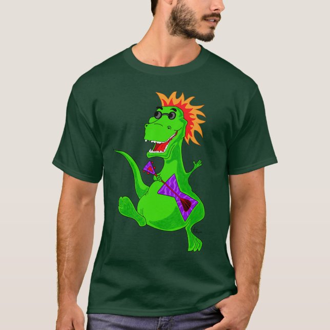 T-shirt da estrela do rock de Tryannosaurus (Frente)