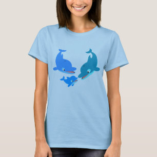 T-Shirt da Família de Golfinhos de Cartoon Bonito