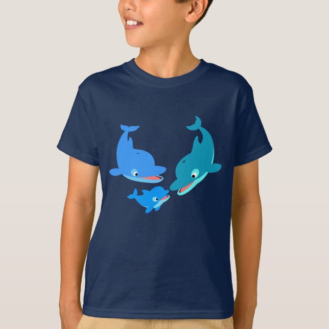 T-Shirt da Família Dolphin de Cartoon Bonito (Frente)