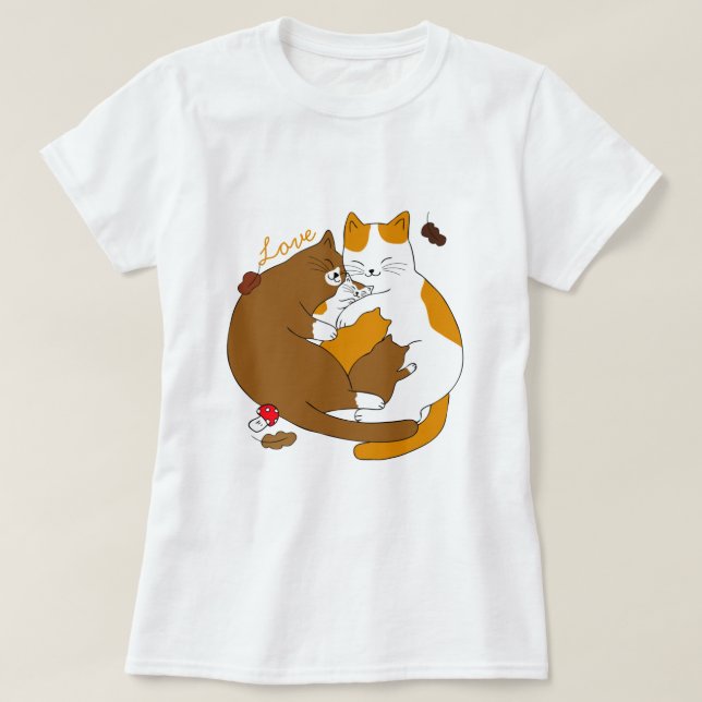 T-Shirt da Família Gato-Gato (Frente do Design)